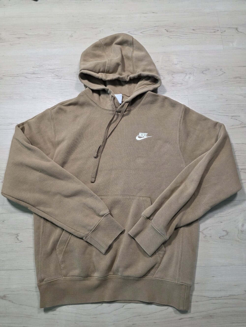 Nike Sportswear Club Fleece Hoodie XS Brown Tan Pullover Swoosh Logo Sweatshirt
